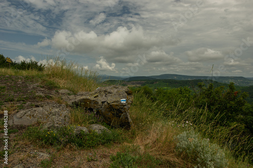 Ruins and remains on Csobanc hill from Hungary, Balaton Uplands NAtional Park photo