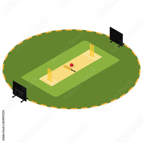 Cricket Field with stadium and pitch