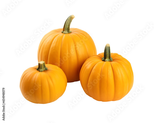 3 Thanksgiving Pumpkins Fruit isolated (Cutout PNG) on transparent background, AI