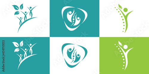 Set chiropractic symbol logo unique concept Premium Vector