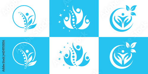 Set chiropractic symbol logo unique concept Premium Vector