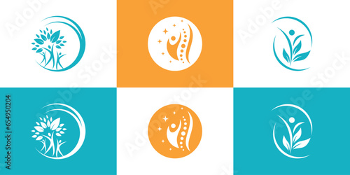 Set chiropractic symbol logo unique concept Premium Vector