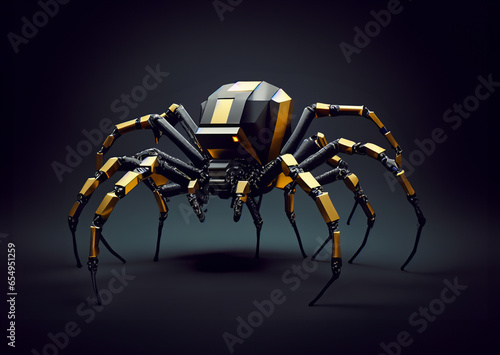 Futuristic Cyberpunk Robot Crab Spider - Black & Gold (Concept Art)