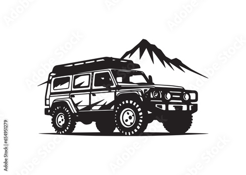 minimal and abstract logo of jeep icon school car vector old jeep silhouette isolated design