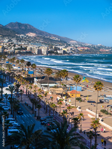 Strong winds causing large waves in the Sea off Fuengirola on the Costa Del Sol in Spain