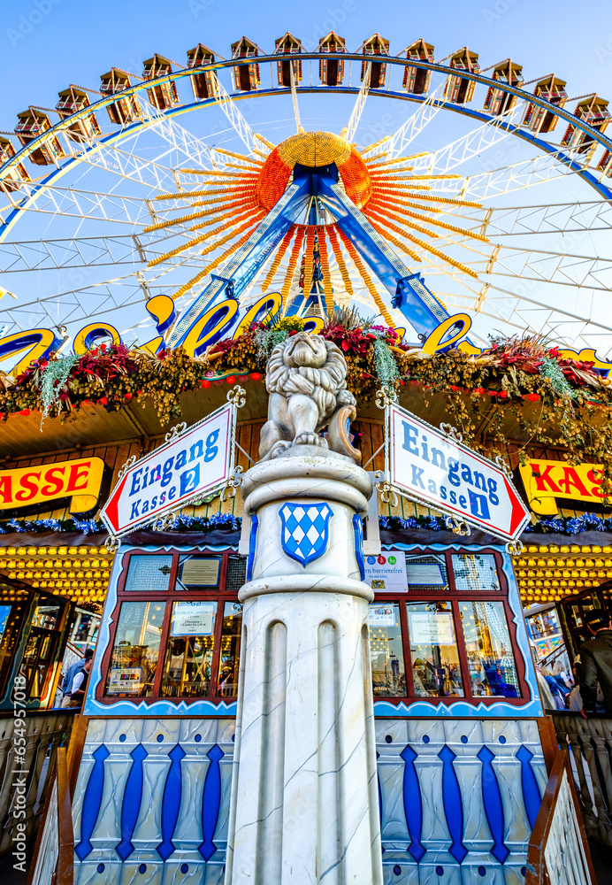 famous ferris wheel at the oktoberfest in munich Stock Photo | Adobe Stock