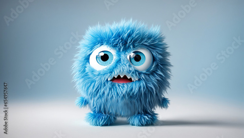 Cute furry cartoon monster with eyes