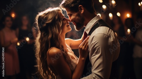 Romantic slow dance with intimate embrace