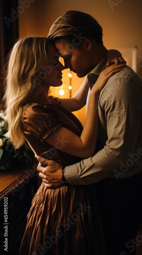 Romantic slow dance with intimate embrace