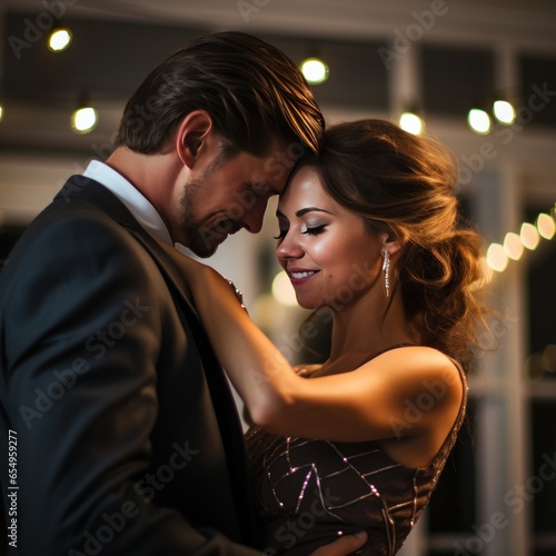 Romantic slow dance with intimate embrace