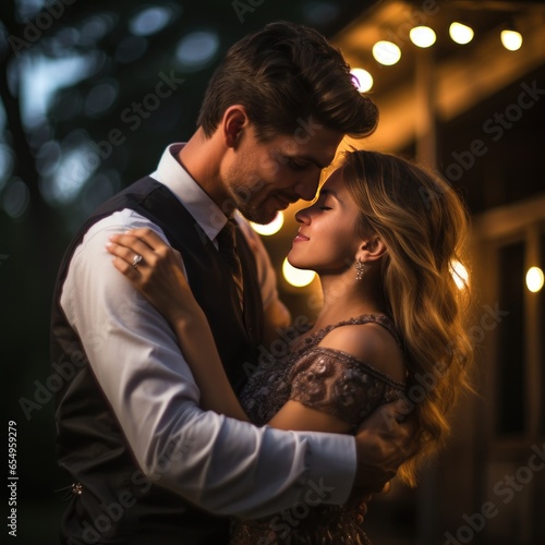 Romantic slow dance with intimate embrace