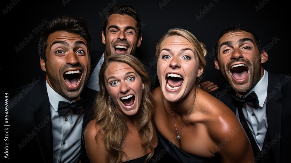 Silly photo booth poses with group Silly photo booth poses with group