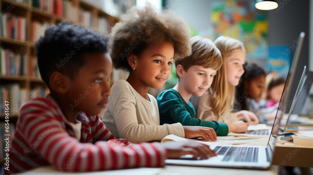 Fototapeta premium Young schoolchildren in class.