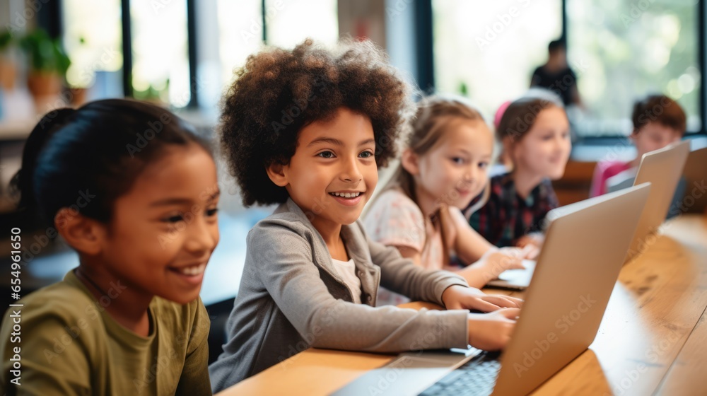 Young schoolchildren in class.