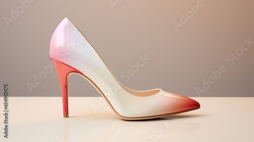 a pair of pointed-toe pumps with a gradient color scheme, transitioning from blush pink to ivory for an ethereal look