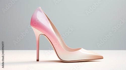 a pair of pointed-toe pumps with a gradient color scheme, transitioning from blush pink to ivory for an ethereal look