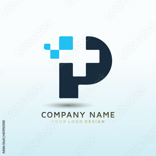 Pharmaceutical company letter p logo design