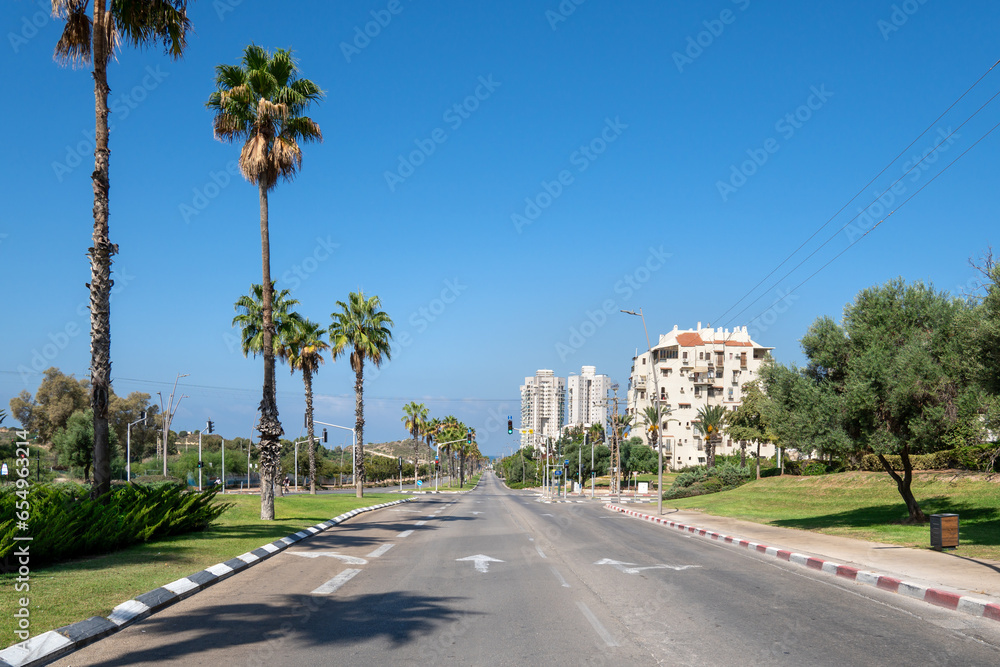 View of empty street during the holiday of Yom Kippur in Rishon Lezion, Israel.