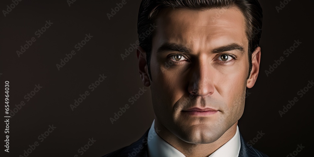 A male model is standing and posing wearing a plain black shirt and ...