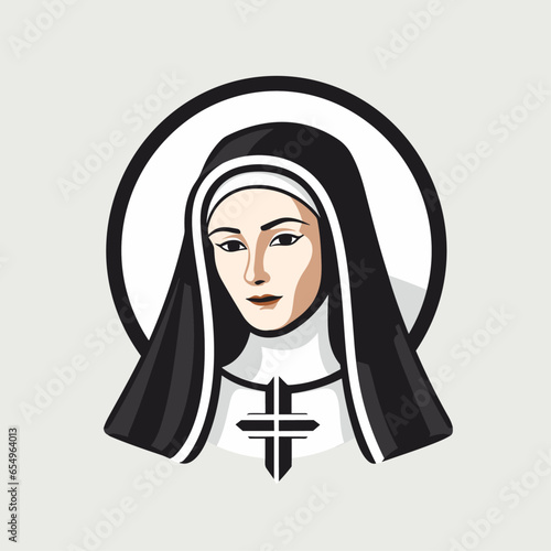vector illustration of christian nun,  Holy Mary, printable, suitable for logo, sign, tattoo, laser cutting, sticker and other print on demand