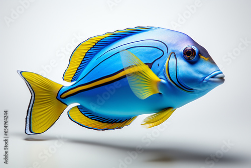 Blue Tang Fish Isolated in White Background