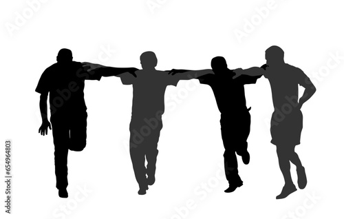 A Greek hasapiko dance. Evzone dancing vector silhouette isolated. Traditional folk dance. Dancer man illustration. Traditional Balkan Greece folklore kolo. Sirtaki, syrtaki. Wedding dance ceremony.