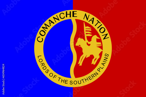 Indian flag Comanche nation tribe vector illustration isolated on background. Symbol of native people in America. Indigenous Comanche emblem. Reservation banner in United States. 