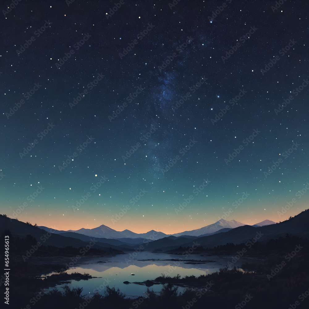 starry sky over mountains