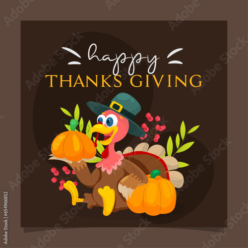 Thanksgiving greeting post with turkey bird