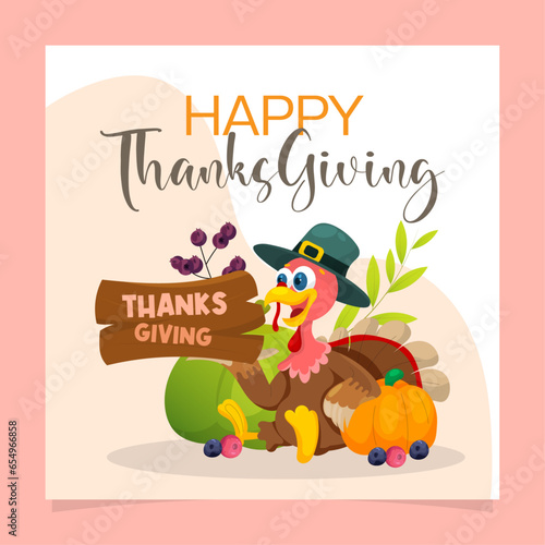 Turkey bird thanksgiving greeting post