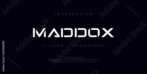 Maddox Minimal font creative modern alphabet. Typography regular and number. minimalist style fonts set. vector illustration photo