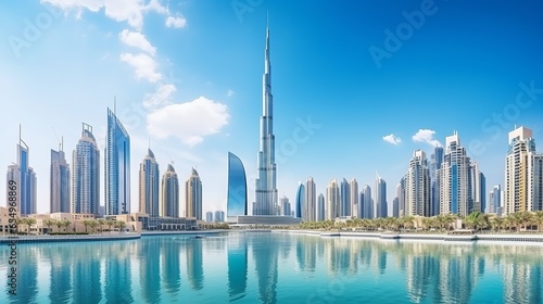 United Arab Emirates  Dubai downtown features an incredible city skyline with luxurious skyscrapers.
