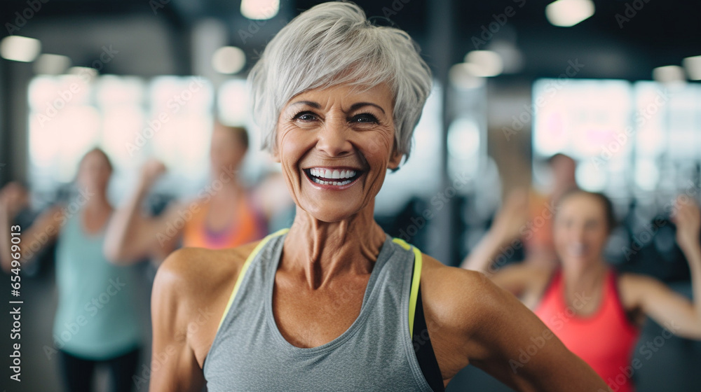 Middle Age Woman Smiling while on Training Session