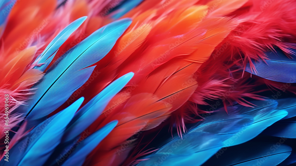 Closeup of a colorful parrot feathers Closeup of a colorful parrot feathers