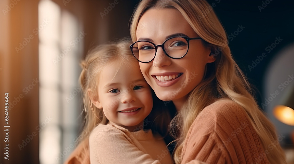 Happy family preparing for school. Little girl with mother. Happy family preparing for school. Little girl with mother.