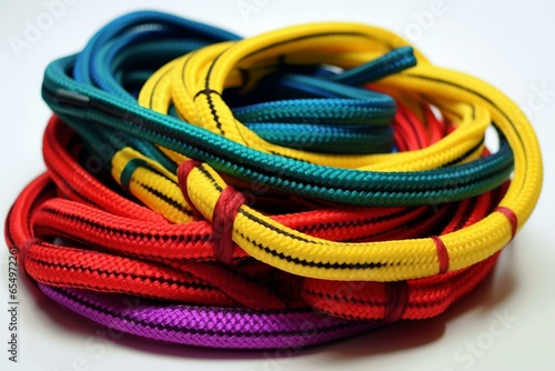 Colorful, pliable nylon cords for sports and outdoor use. Generative AI