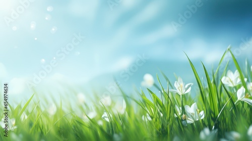 Abstract spring background with fresh grass created with Generative AI