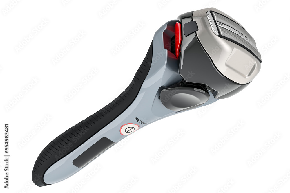 Obraz premium Foil Electric Shaver, Electric Razor, Cordless Rechargeable Shaver. 3D rendering isolated on transparent background