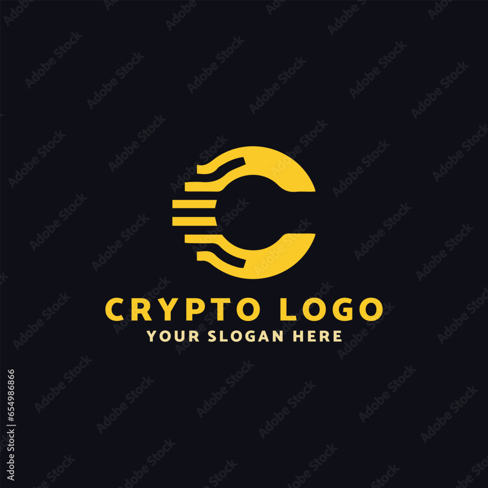 cryptocurrency block chain logo design vector