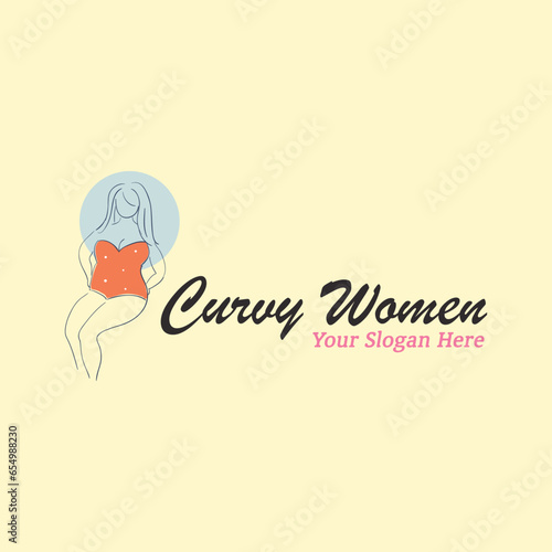 curvy woman logo design vector