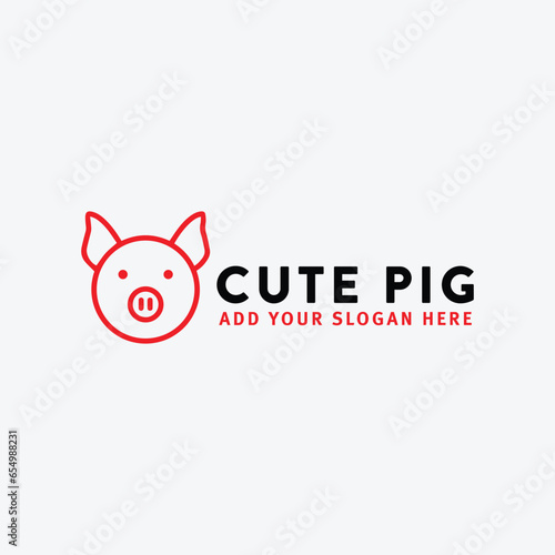 cute pig logo design vector