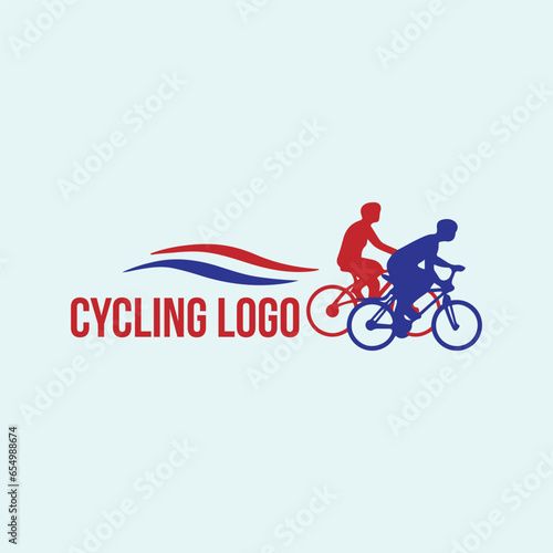 cycling sports logo design vector