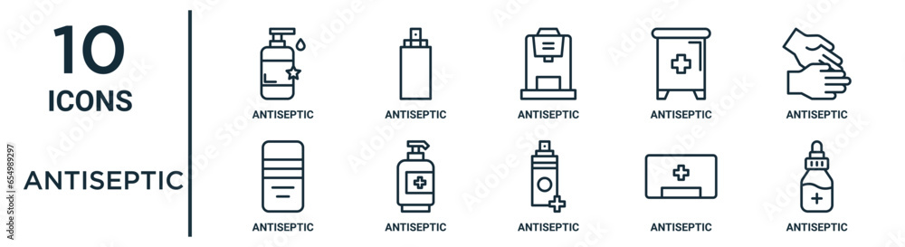 antiseptic outline icon set such as thin line antiseptic, antiseptic ...