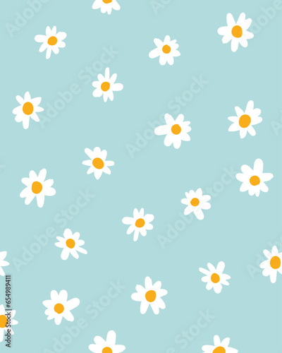 Daisies bright floral seamless print