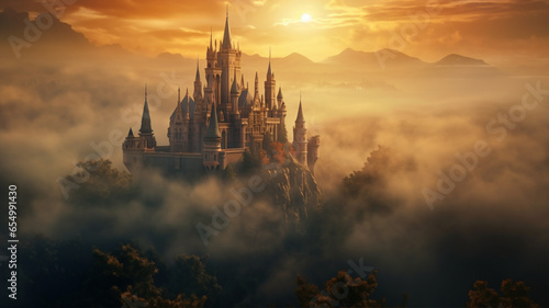 Old fairytale castle on the hill. 