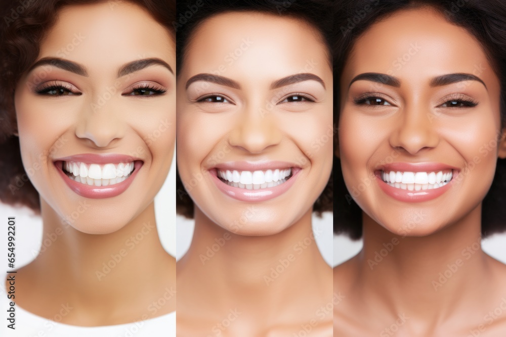 Beautiful wide smile of young fresh woman with great healthy white teeth. Isolated over white background Beautiful wide smile of young fresh woman with great healthy white teeth. Isolated over white background