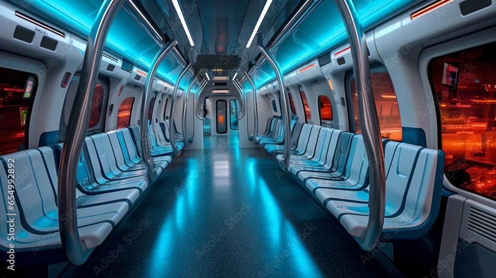 Futuristic subway, generative AI - obrazy, fototapety, plakaty 