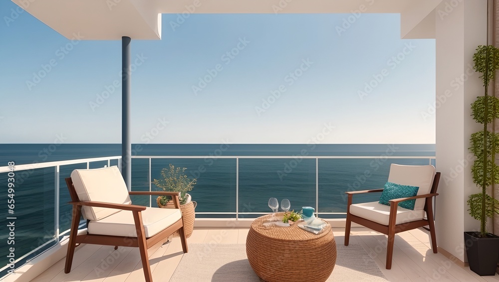 Ocean view terrace, generative AI