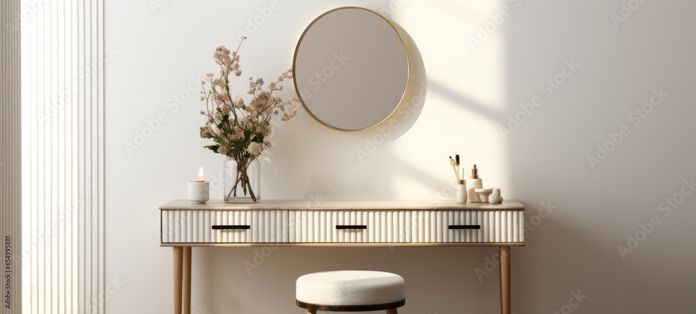 Fototapeta premium elegant minimalistic vanity stool interior home bathroom, ai