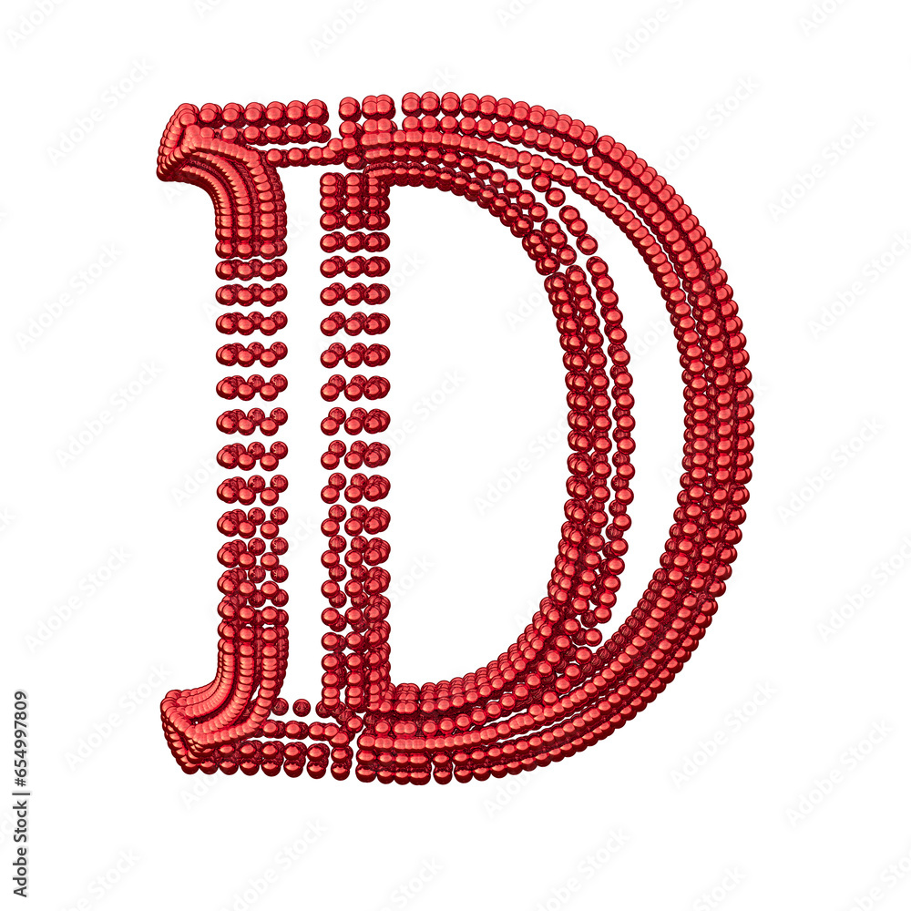 Symbol of small red spheres. letter d Symbol of small red spheres. letter d